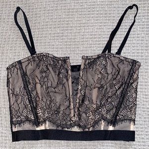 Black lace victoria secret bustier top. Size: S
